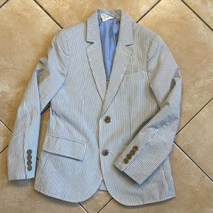 J. Crew Blue & White Stripped Seersucker Blazer.